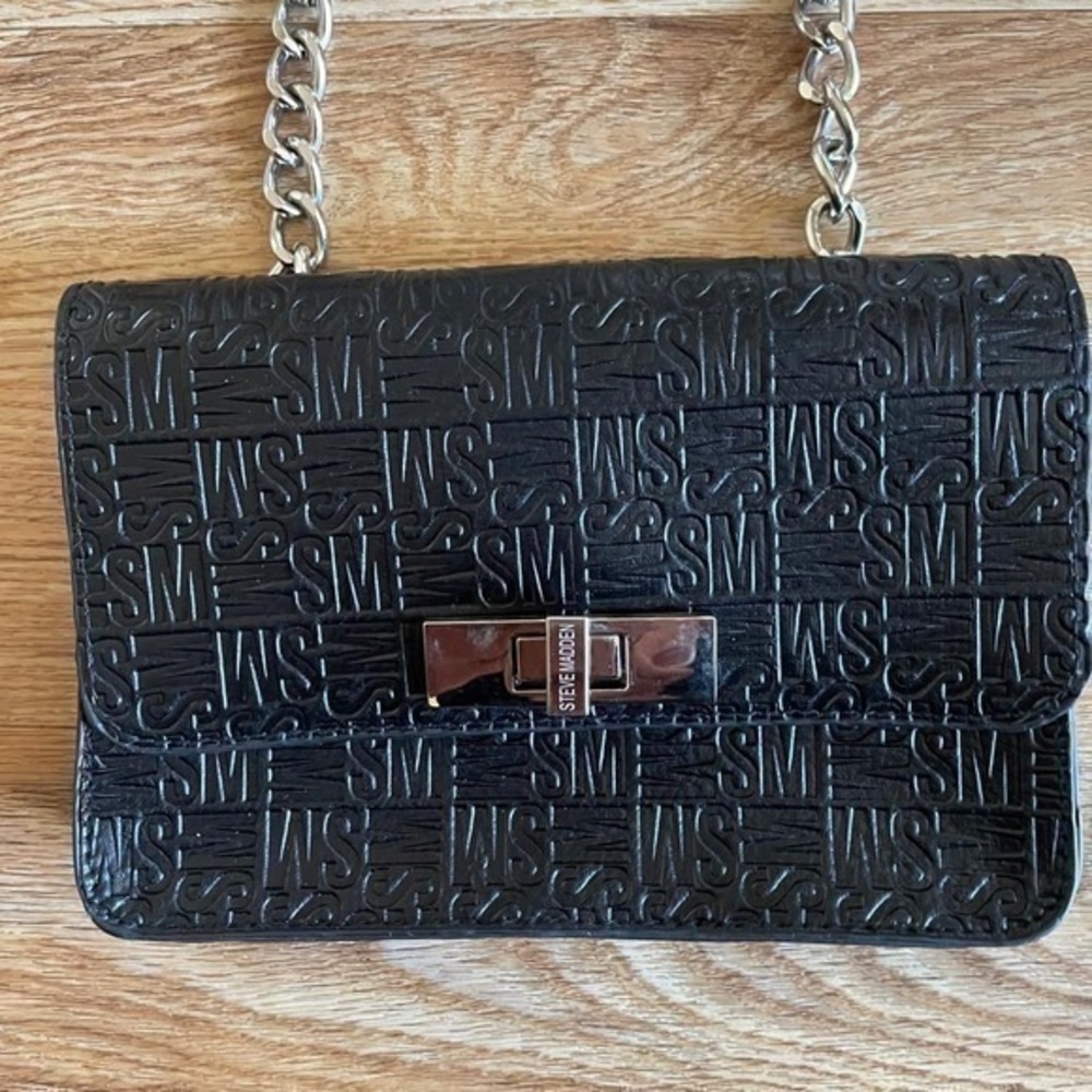 Steve Madden Black Embossed Shoulder Bag